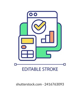 Budget management RGB color icon. Financial summary. Corporate finance. Project planning. Business report. Expenses control. Isolated vector illustration. Simple filled line drawing. Editable stroke