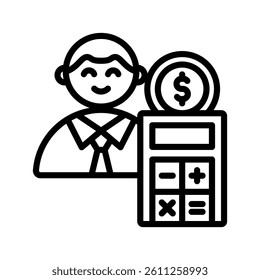 Budget Master Line Vector Illustration On White Background.