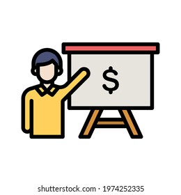 Budget, money, presentation icon vector image. Can also be used for Finance and Money. Suitable for use on web apps, mobile apps and print media.
