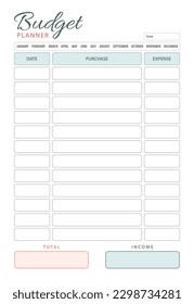 Budget monthly for counting your money for purchases. Vector illustration.