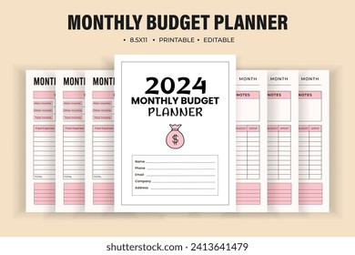 Budget monthly planner kdp interior