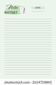 A budget notes planner. The format of the flyer is A4.
