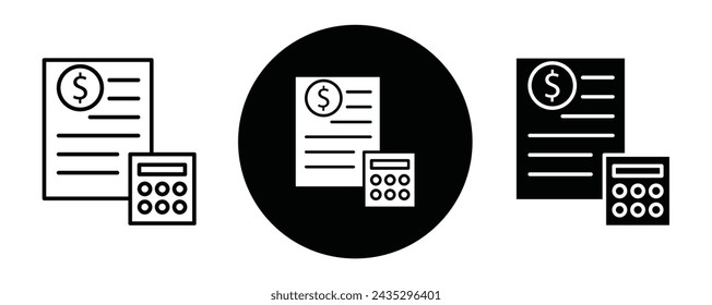 Budget outline icon collection or set. Budget Thin vector line art
