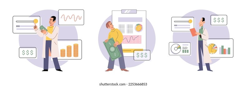 Budget plan concept. Evaluates income and expenses, analyzes investments and savings. Financial literacy and economics, accounting. Planning and distribution of money. Income and expenses report