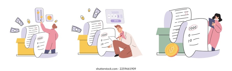 Budget plan concept. Evaluates income and expenses, analyzes investments and savings. Financial literacy and economics, accounting. Planning and distribution of money. Income and expenses report