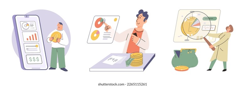 Concepto del plan presupuestario. Evalúa ingresos y gastos, analiza inversiones y ahorros. Alfabetización financiera y economía, contabilidad. Planificación y distribución de dinero. Informe de ingresos y gastos