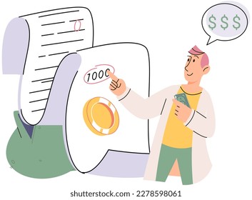 Budget plan concept. Evaluates income and expenses, analyzes investments and savings. Financial literacy and economics, accounting. Planning and distribution of money. Income and expenses report