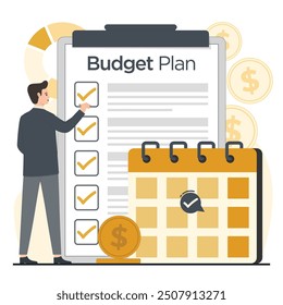 Budget plan financial planning concept vector illustrator financial analyst management