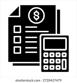 Ilustración vectorial de icono de glifo de Plan de presupuesto