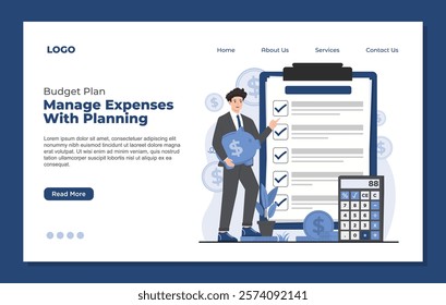 Budget Plan Landing page template managing financial plans to align with business objectives