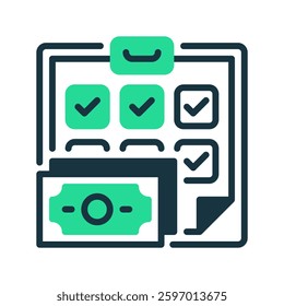 Budget Plan Line Icon, Outline Symbol for Financial Planning, Expense Management, Cost Tracking, Personal Budget, Business Finance, Savings Goals, Money Allocation, and Financial Strategy.