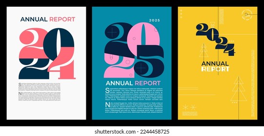 Budget planner. Annual report 2024 template layout design, Typography flat design. 2024 Trend Cover of business diary for 2024 with wishes. Brochure design template, card, banner. Vector drawing.