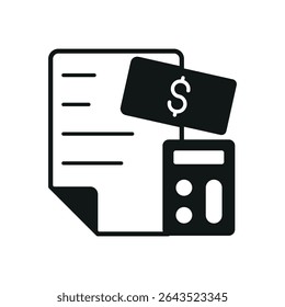 Budget planner in bold silhouette forms a strong and modern financial tracking icon.