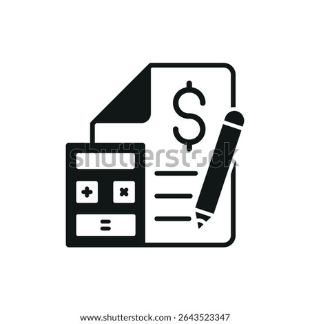 Budget planner in bold silhouette forms a strong and modern financial tracking icon.