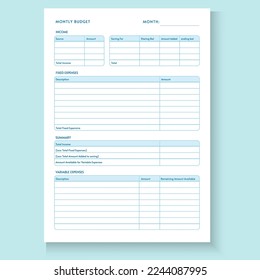 budget planner design template printable