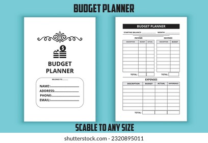 Budget planner. expense tracker. Budget logbook. Low content kdp interior design template