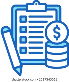 Budget Planner Icon Blue Vector Illustration
