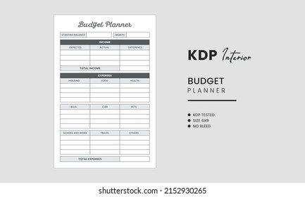 Budget planner interior template design