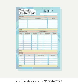 Budget planner for a month Abstract background A4