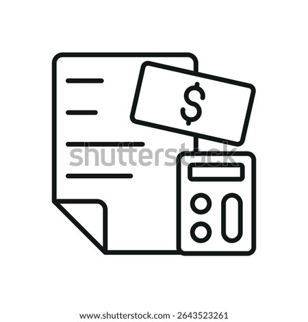 Budget planner with outlined cover and dollar sign offers a clear and practical finance icon.