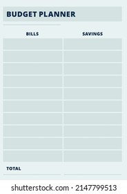 Budget planner page. Printable money tracker sheet