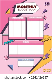 budget planner template design 90s style