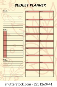 budget planner template for journaling and notebook. bill tracker template. expenses and savings template.