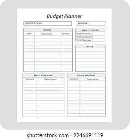 Budget Planner template. Modern planner template. Vector illustration.