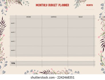 budget planner template paper design