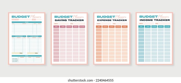 Budget planner template, Set of modern budget planner and saving tracker.