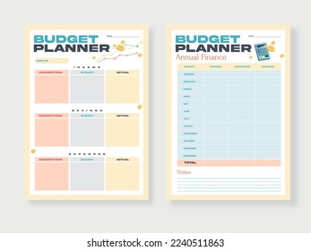 Budget planner template, Set of modern budget planner and annual finance.