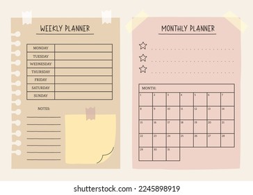 Budget planner template. Weekly, monthly, yearly stationery organizer. Table schedule grid in hand drawn cute style. Horizontal monthly diary with 12 month. Simple doodle illustration.