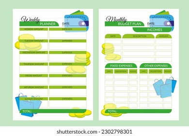 Budget planner,organizers,
budget journal template,
monthly planner, weekly planner, habit tracking journal, notepad
Vector illustration
eps10