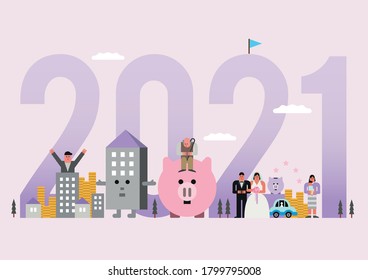 Budget Planning 2021. Flat Design Vector Illustration Concept
