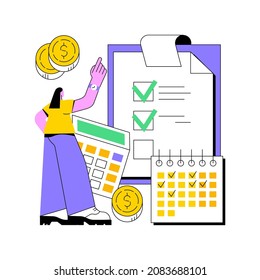 Budget planning abstract concept vector illustration. Balanced budget, money spending plan, company budget management, keep finances on track, emergency savings, expences control abstract metaphor.