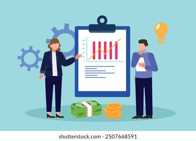 Budget planning concept. Colored flat vector illustration isolated.