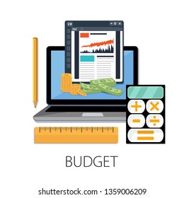Budget planning concept in flat style. Modern design for money Budget, web sites, infographic. Vector illustration