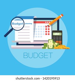 Budget planning concept in flat style. Modern design for money Budget, web sites, infographic. Vector illustration - Vector
