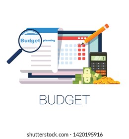 Budget planning concept in flat style. Modern design for money Budget, web sites, infographic. Vector illustration - Vector