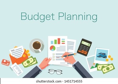 Budget planning concept in flat style. web sites, infographic. Vector illustration. - Vector