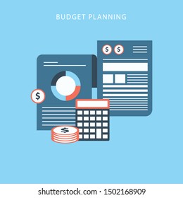 Budget planning concept in flat style. Modern design for money Budget, web sites, info graphic. Vector illustration