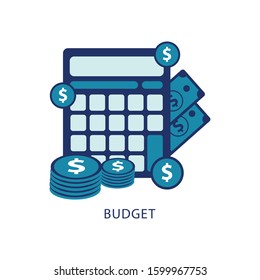 Budget planning concept in flat style with blue color