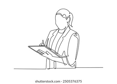 Budget planning concept. Single line draw design vector graphic illustration.