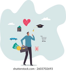 Budget planning, financial management to allocate expense or payment, income and saving, accounting.character for design.