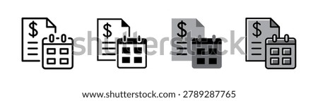 Budget planning hybrid icon representing financial strategy management used in expense control, financial forecasting, business budgeting, resource allocation, and money management. Designed as a flexible visual asset for UI design, web interfaces, mobile apps, presentations, and marketing materials. Available in outlined, glyph, flat, and colored styles.