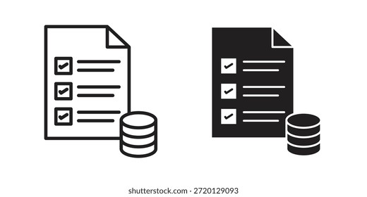 Ilustração do ícone de planejamento de orçamento, vetor de linha fina, sinal de design da Web,
