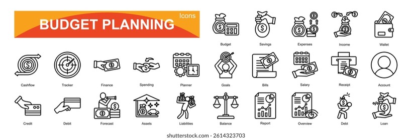 Budget Planning icon pack collection set for business

