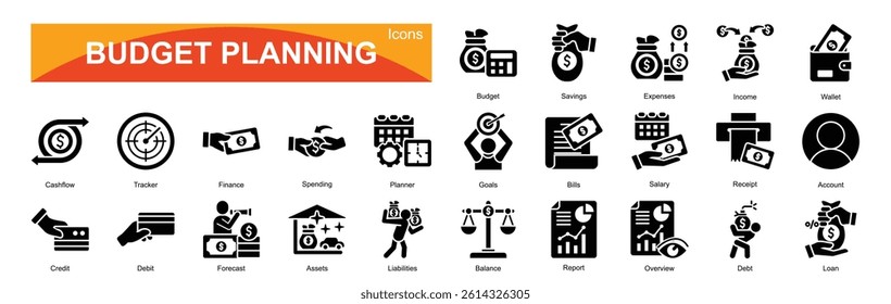  Budget Planning icon pack collection set for business

