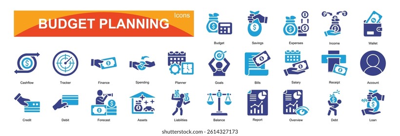  Budget Planning icon pack collection set for business

