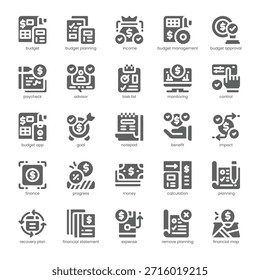 Planejamento de orçamento Pacote de ícones para seu site, celular, apresentação e design de logotipo. Ícone de Planejamento de Orçamento design sólido. Ilustração de gráficos vetoriais e traçado editável.